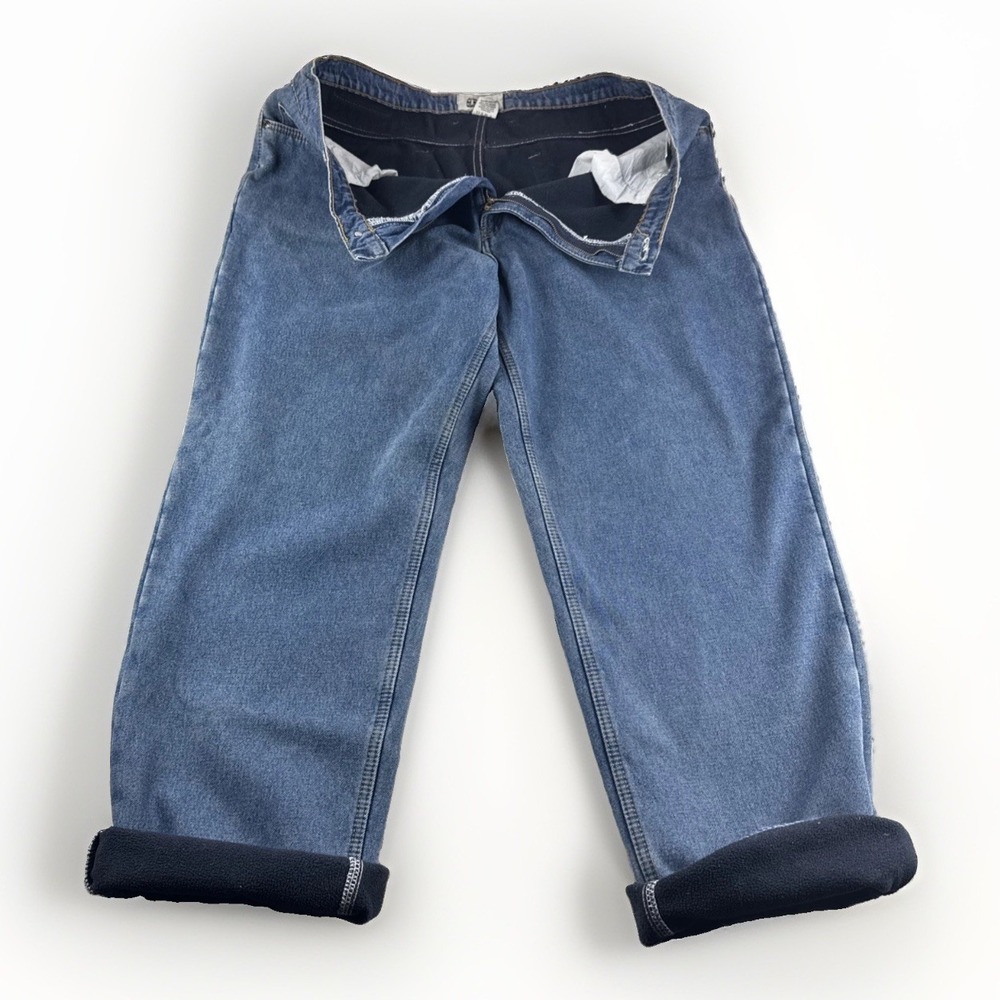 Old Mill Fleece Lined Jeans Mens 42x32 Blue Denim Pants Outdoors Workwear READ